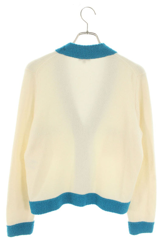 Chanel Cashmere Blend White Blue Cardigan Size 42