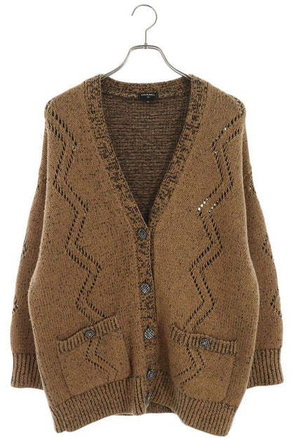 Chanel Rhinestone Coco Button Cardigan Brown Size 34