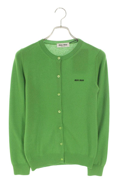 Miu Miu Green Logo Cashmere Cardigan Size 40