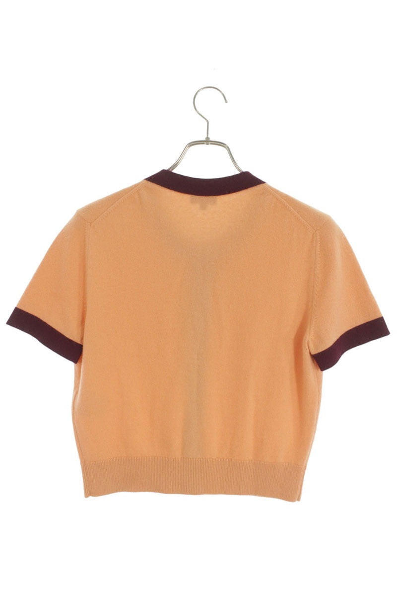 Chanel Orange Cashmere Short Sleeve Cardigan Size 38