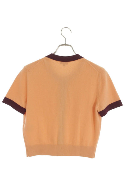 Chanel Orange Cashmere Short Sleeve Cardigan Size 38