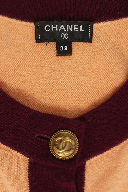 Chanel Orange Cashmere Short Sleeve Cardigan Size 38