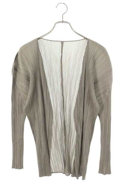 Vintage PLEATS PLEASE Pleated Polyester Cardigan Gray Size 3