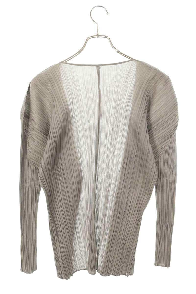 Vintage PLEATS PLEASE Pleated Polyester Cardigan Gray Size 3
