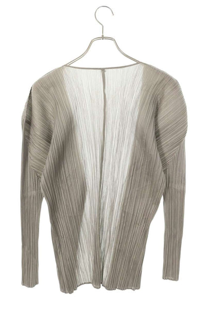 Vintage PLEATS PLEASE Pleated Polyester Cardigan Gray Size 3