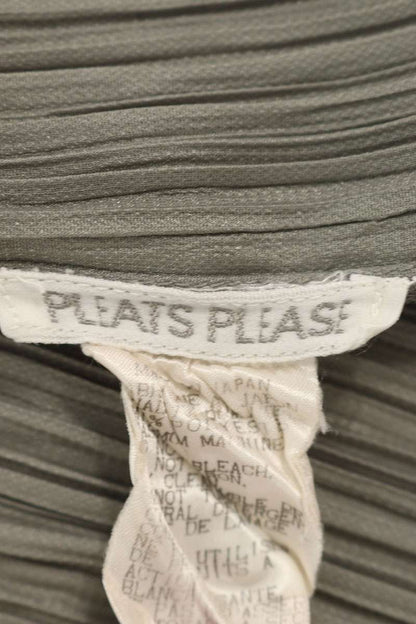 Vintage PLEATS PLEASE Pleated Polyester Cardigan Gray Size 3