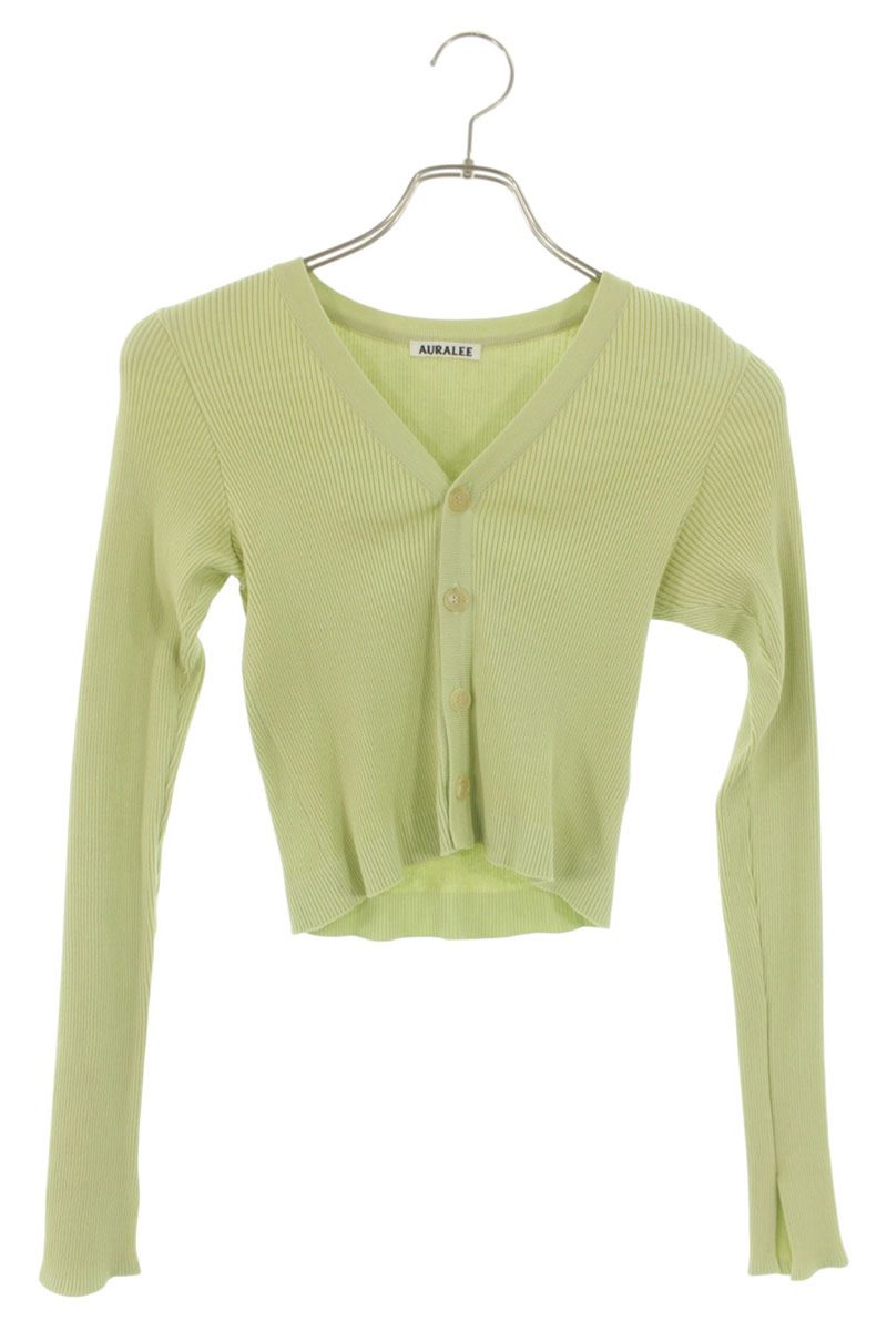 Auralee Light Green High-Gauge Rib Cotton Cardigan Size 0