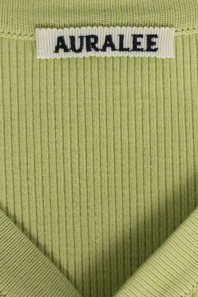 Auralee Light Green High-Gauge Rib Cotton Cardigan Size 0