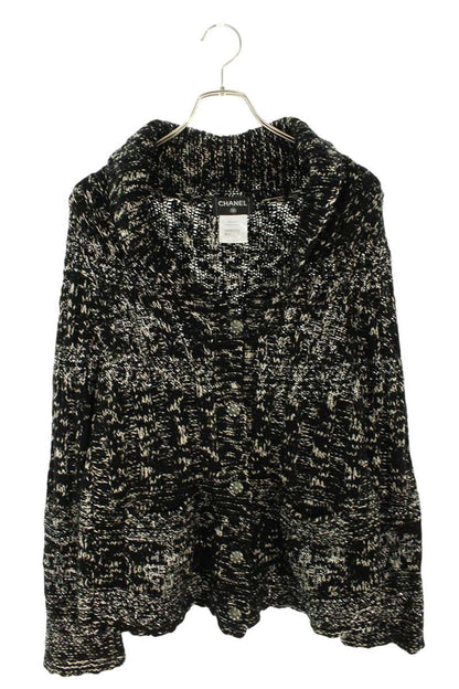 Chanel Black Wool Cashmere Rhinestone Cardigan Size 42
