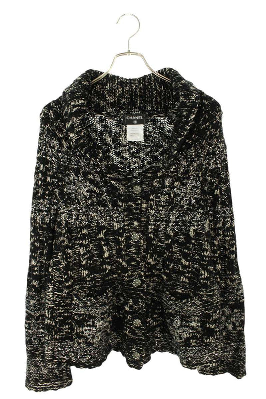 Chanel Black Wool Cashmere Rhinestone Cardigan Size 42