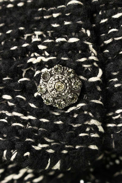 Chanel Black Wool Cashmere Rhinestone Cardigan Size 42