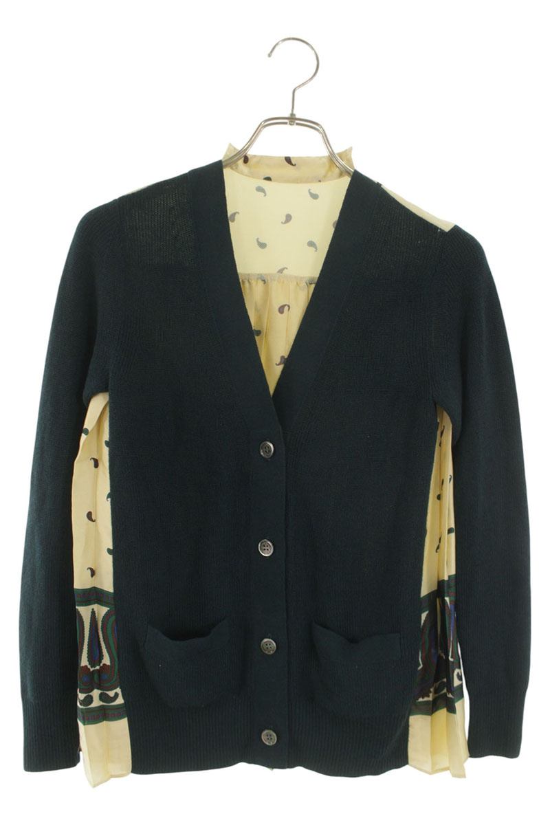 Sacai Paisley Pleat Panel Cardigan Multi Size 1