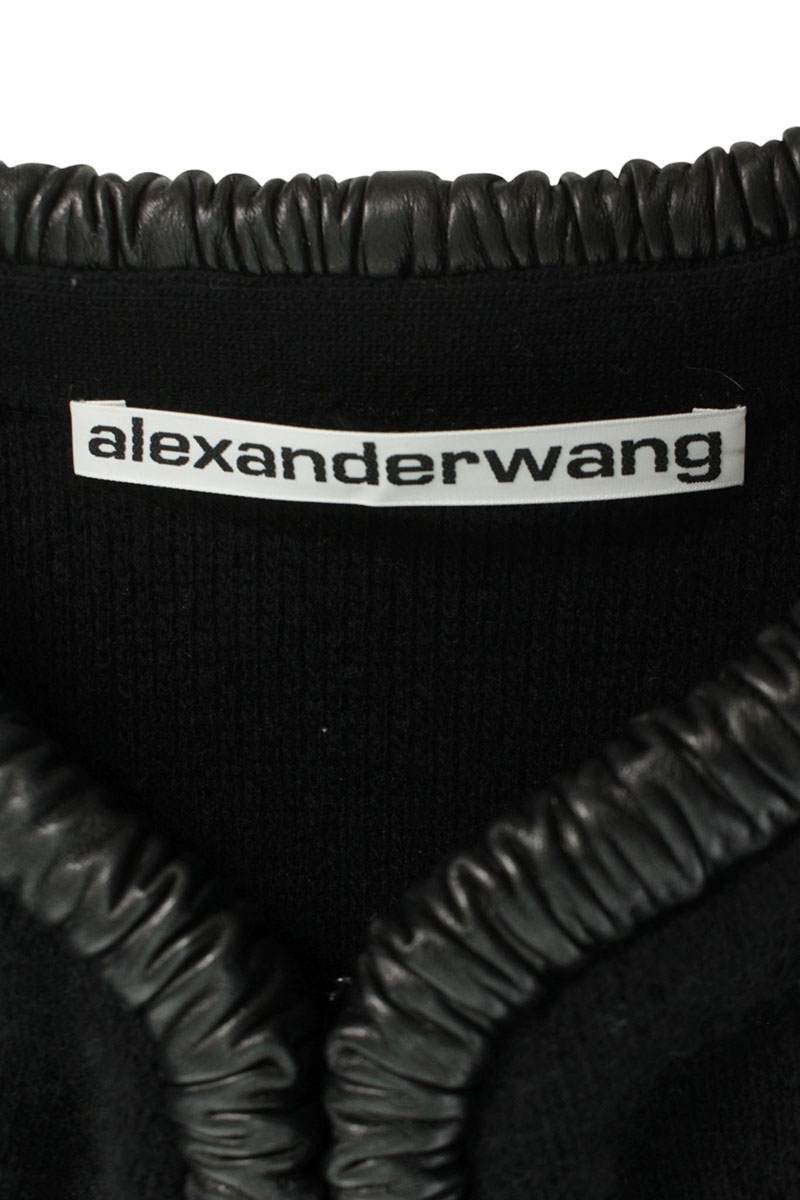 Alexander Wang Leather Trim Cardigan Black Size S
