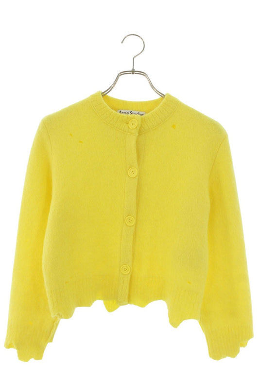 Acne Studios Yellow Distressed Wool Mohair Cardigan Size XS