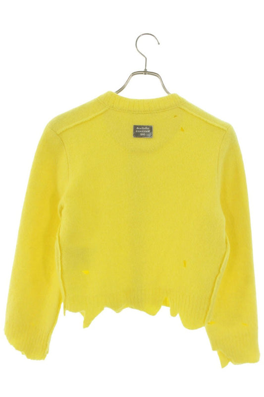 Acne Studios Yellow Distressed Wool Mohair Cardigan Size XS