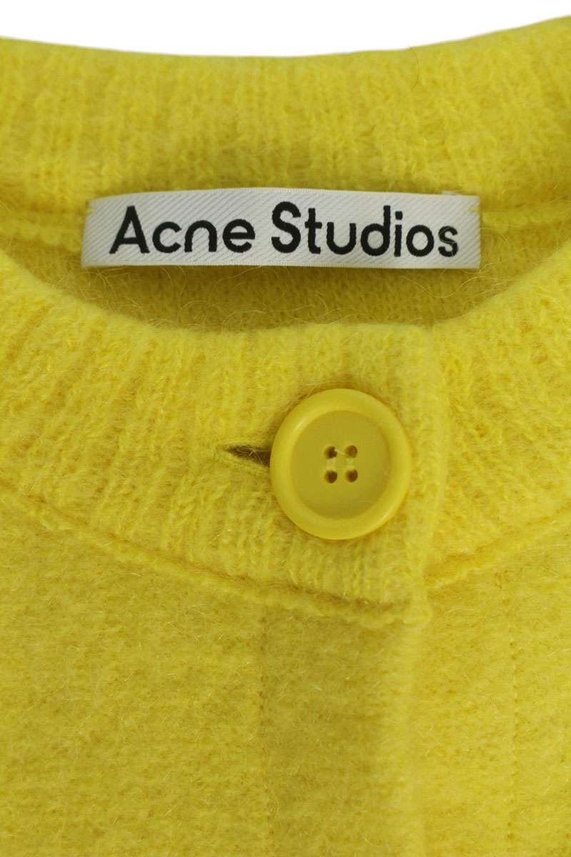 Acne Studios Yellow Distressed Wool Mohair Cardigan Size XS