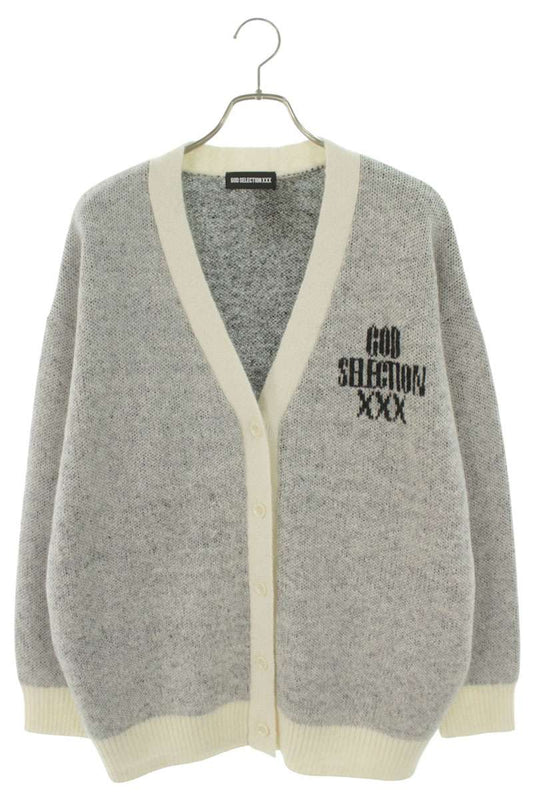 Japanese Brand Logo Design Mohair Cardigan White Size FREE