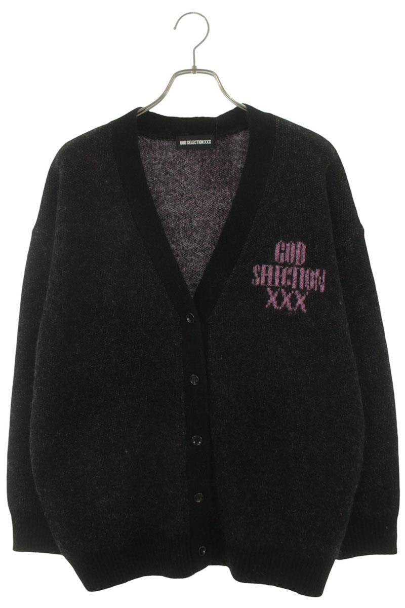 Japanese Brand Logo Design Mohair Cardigan Black Size FREE