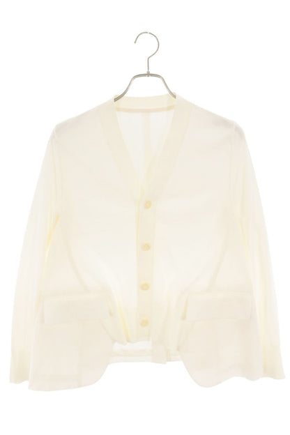 Sacai White V-Neck Cotton Knit Cardigan Size 1