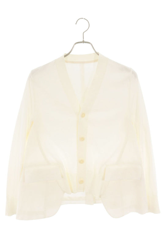 Sacai White V-Neck Cotton Knit Cardigan Size 1