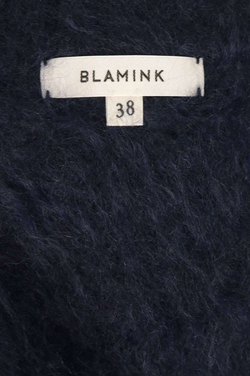 Vintage BLAMINK Cashmere Fur V-Neck Cardigan Navy Size 38
