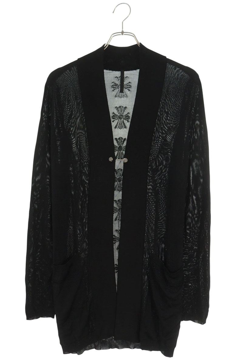 Chrome Hearts Rayon Long Cardigan Black Silver Size S