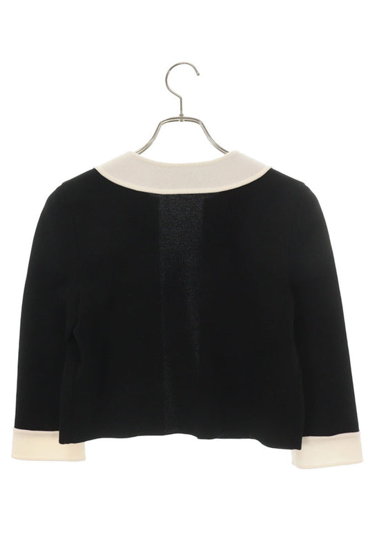 Vintage FOXEY Bicolor Collar Cardigan Black White Size 38