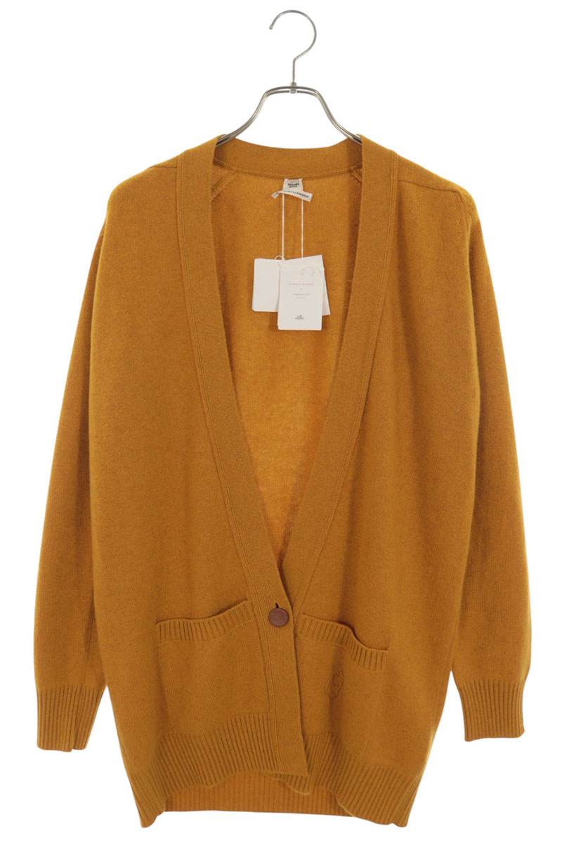 Hermes Yellow Cashmere Knit Cardigan Size 40