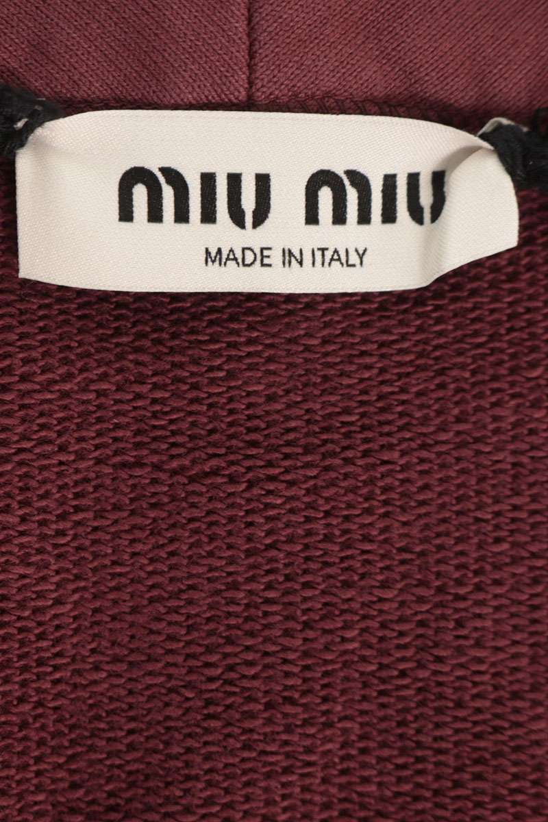 Miu Miu Bordeaux Cotton Logo Applique Sweat Cardigan Size S