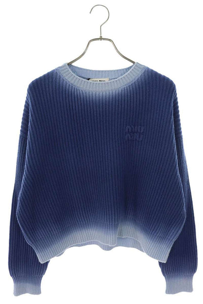 Miu Miu Back Logo Cashmere-Blend Cable Knit Sweater Size 40