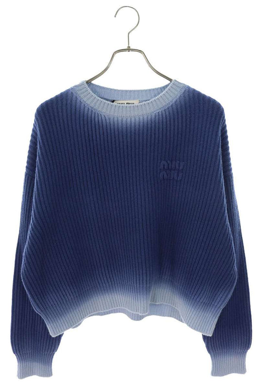 Miu Miu Back Logo Cashmere-Blend Cable Knit Sweater Size 40
