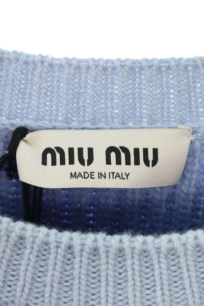 Miu Miu Back Logo Cashmere-Blend Cable Knit Sweater Size 40