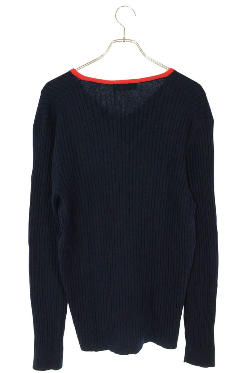 Miu Miu V-Neck Cashmere Sweater Navy Red Size 42