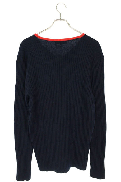 Miu Miu V-Neck Cashmere Sweater Navy Red Size 42