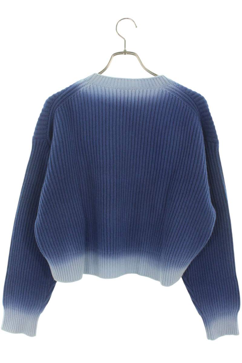 Miu Miu Blue Logo Embroidered Cropped Wool Sweater Size 38