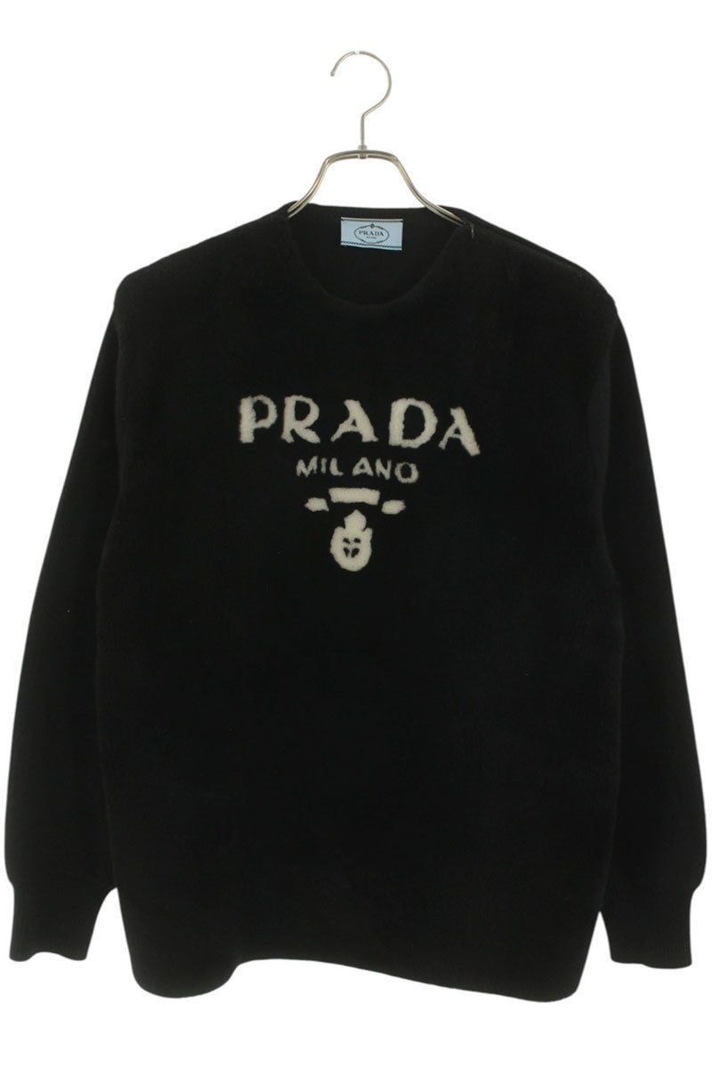 Prada Black Cashmere Fur Logo Sweater Size 36