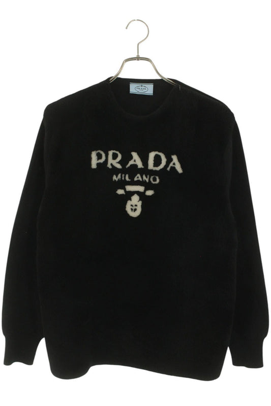 Prada Black Cashmere Fur Logo Sweater Size 36