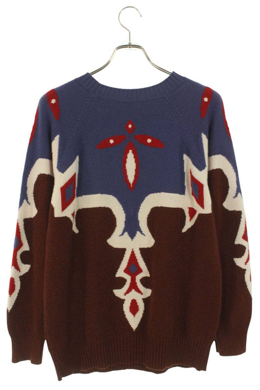Chanel Cashmere Knit Sweater Blue x Brown Size 42