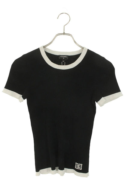 Chanel Coco Mark Short Sleeve Knit Sweater Size 34