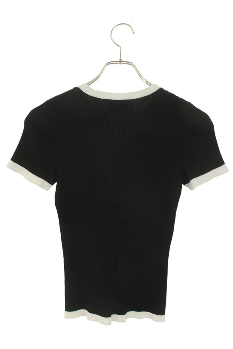 Chanel Coco Mark Short Sleeve Knit Sweater Size 34