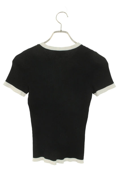 Chanel Coco Mark Short Sleeve Knit Sweater Size 34