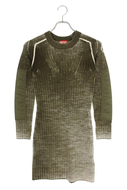 Diesel M-ARTISTA Slim-Fit Ribbed Knit Khaki Green Size S