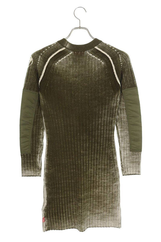 Diesel M-ARTISTA Slim-Fit Ribbed Knit Khaki Green Size S