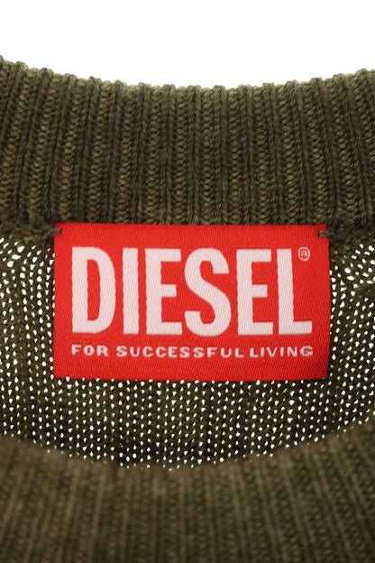 Diesel M-ARTISTA Slim-Fit Ribbed Knit Khaki Green Size S
