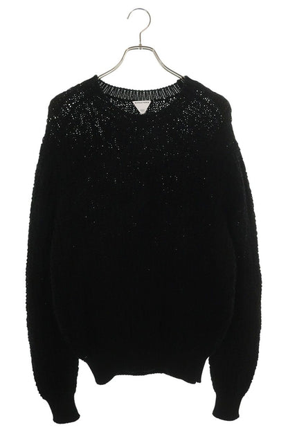 Bottega Veneta Black Cotton Crew Neck Gauge Sweater Size M