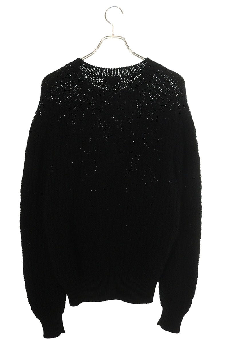 Bottega Veneta Black Cotton Crew Neck Gauge Sweater Size M