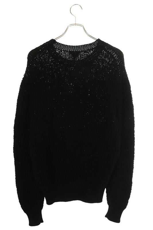 Bottega Veneta Black Cotton Crew Neck Gauge Sweater Size M