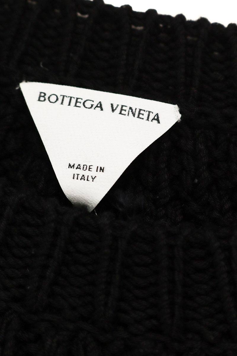 Bottega Veneta Black Cotton Crew Neck Gauge Sweater Size M