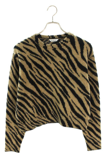Balenciaga All-Over Pattern Cropped Cashmere Sweater Size XS