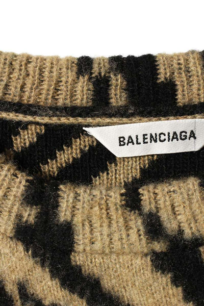 Balenciaga All-Over Pattern Cropped Cashmere Sweater Size XS